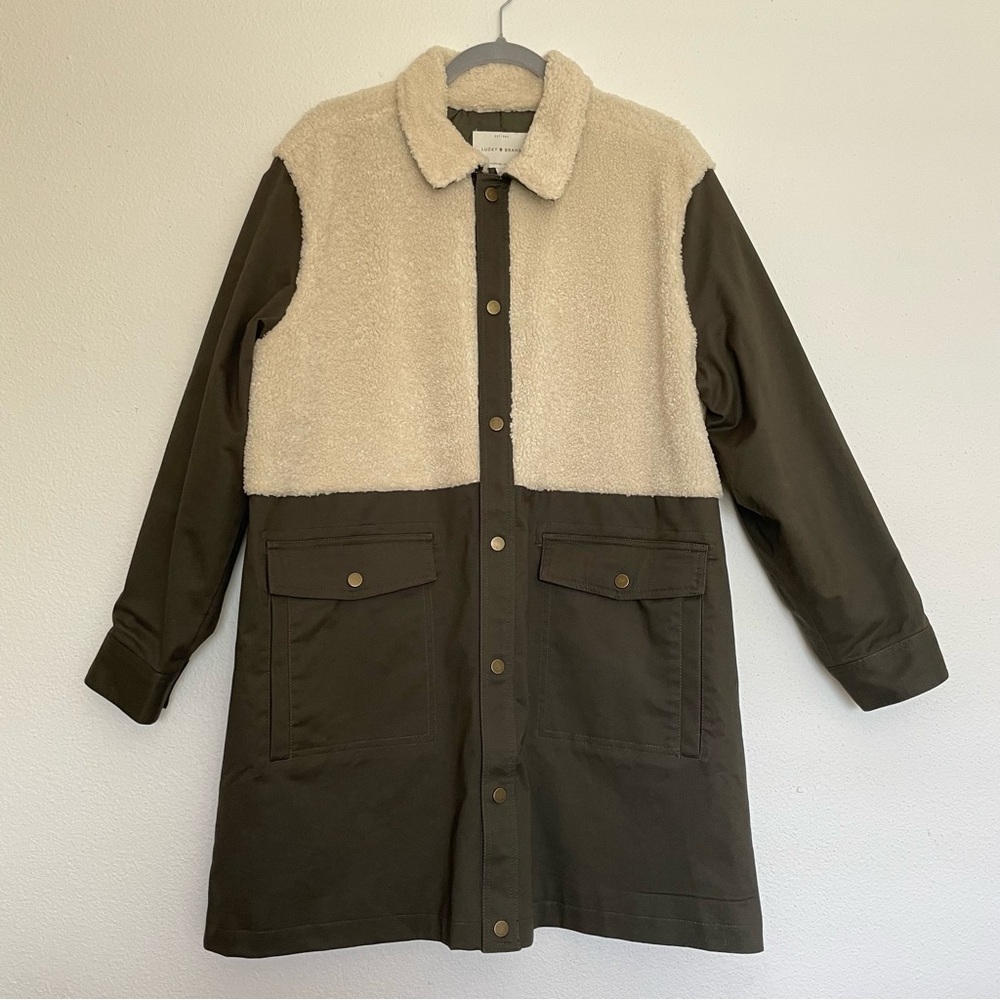 NWT Lucky Brand "Mixed Sherpa Utility Jacket" Size XL